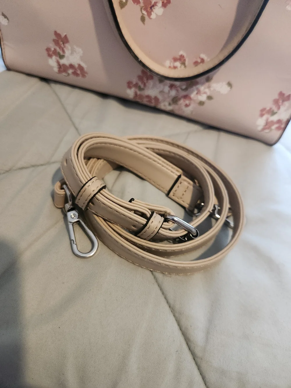 Nine West Blush Pink Floral Satchel with Detachable Strap